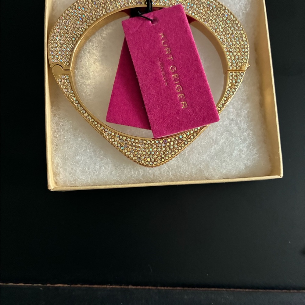 Kurt Geiger Gold Crystal Embellished Bangle - Picture 6 of 8